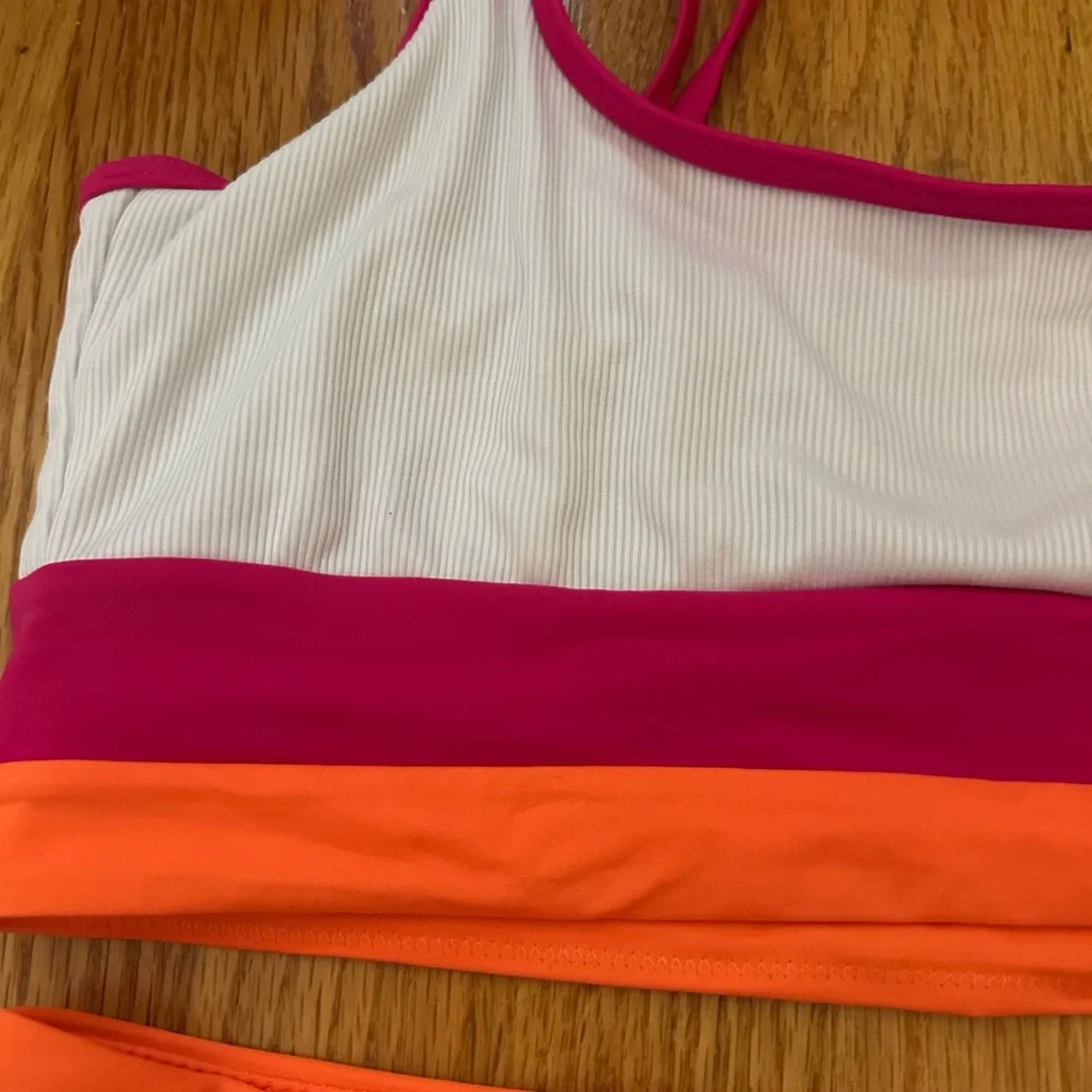 Zaful Pink, White & Orange Bikini Set - Picture 3 of 6